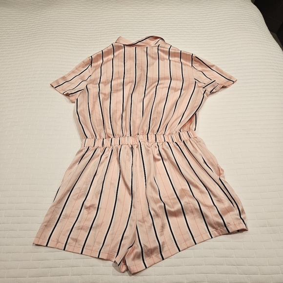 Victoria's Secret Pink Stripe Silky Pajama Romper Medium - Picture 7 of 8